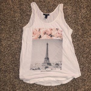 White floral paris tank top